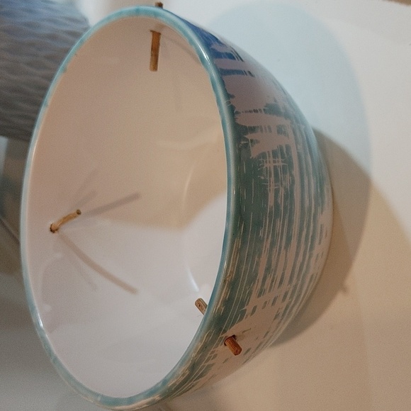 Ceramic Bowl/Planter Tye Die Teal  & White 7.5" x 4" EUC - Picture 5 of 12